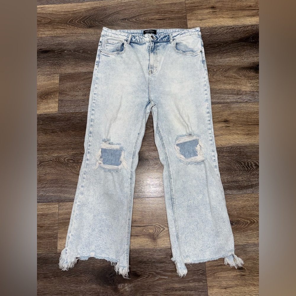 Wild Oak Boutique Rudy High Rise Cropped Risen Jeans Vintage Light Wash Sz 2XL